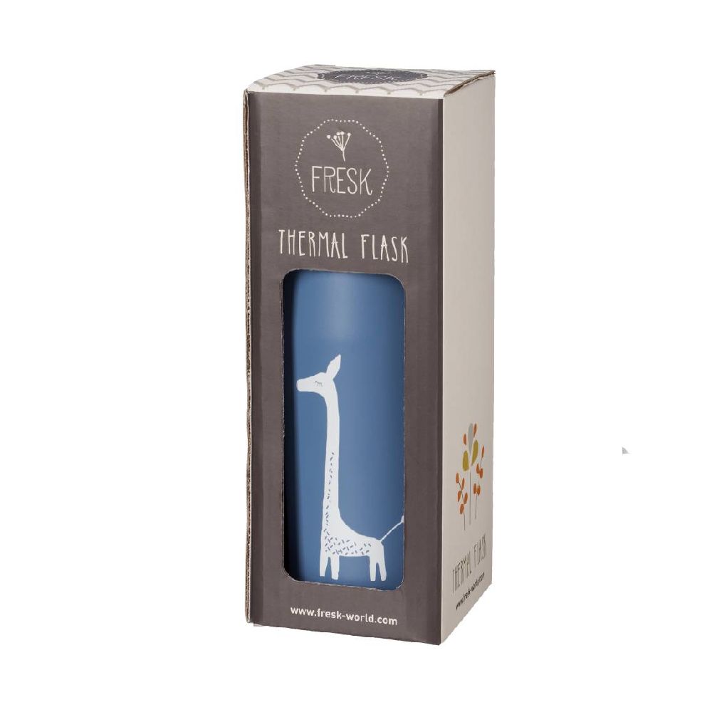 Бутылка-термос для напитков Fresk "Мечтательный жираф", сапфировая, 380 мл